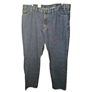 Full Blue Regular Fit Straight Leg Jeans 100% Cotton Med Wash Men's 44x32